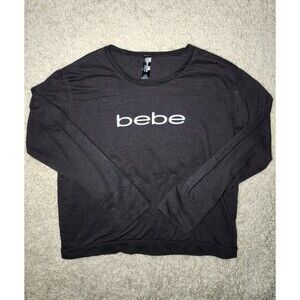 Bebe Sleepwear Long Sleeve Top Women’s XL Black Lightweight Pajama Loungewear